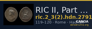 RIC II, Part 3 (second edition) Hadrian 2791 — CANOA