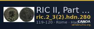 RIC II, Part 3 (second edition) Hadrian 280 — CANOA