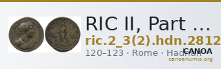 RIC II, Part 3 (second edition) Hadrian 2812 — CANOA