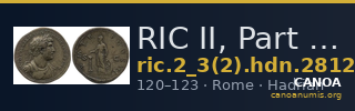 RIC II, Part 3 (second edition) Hadrian 2812 — CANOA