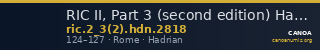 RIC II, Part 3 (second edition) Hadrian 2818 — CANOA