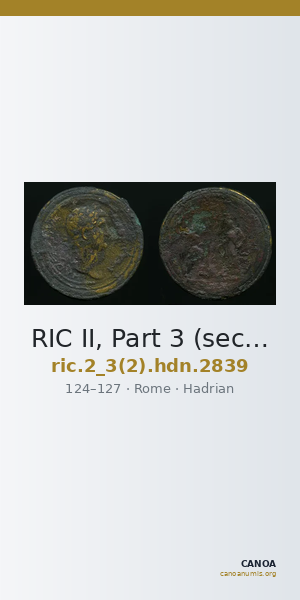RIC II, Part 3 (second edition) Hadrian 2839 — CANOA