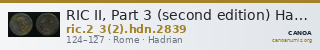 RIC II, Part 3 (second edition) Hadrian 2839 — CANOA