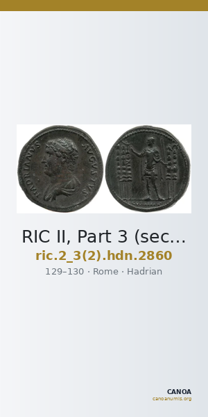 RIC II, Part 3 (second edition) Hadrian 2860 — CANOA
