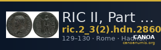 RIC II, Part 3 (second edition) Hadrian 2860 — CANOA