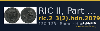 RIC II, Part 3 (second edition) Hadrian 2879 — CANOA