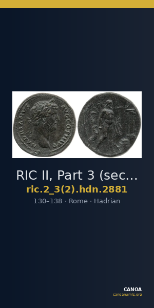 RIC II, Part 3 (second edition) Hadrian 2881 — CANOA