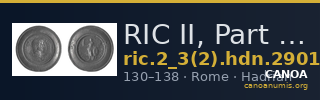 RIC II, Part 3 (second edition) Hadrian 2901 — CANOA