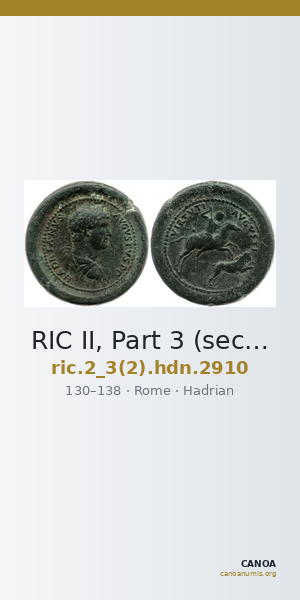 RIC II, Part 3 (second edition) Hadrian 2910 — CANOA