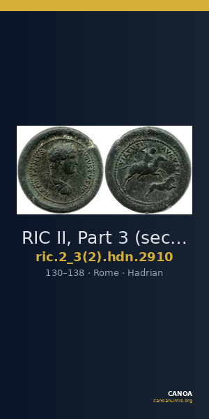 RIC II, Part 3 (second edition) Hadrian 2910 — CANOA