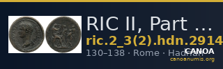 RIC II, Part 3 (second edition) Hadrian 2914 — CANOA