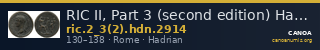 RIC II, Part 3 (second edition) Hadrian 2914 — CANOA
