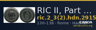 RIC II, Part 3 (second edition) Hadrian 2915 — CANOA