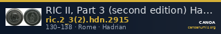 RIC II, Part 3 (second edition) Hadrian 2915 — CANOA
