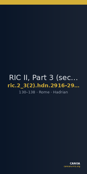 RIC II, Part 3 (second edition) Hadrian 2916-2917 — CANOA