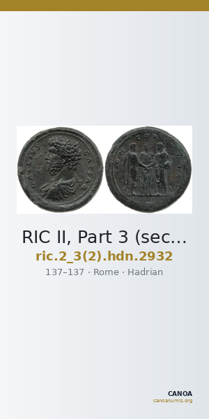 RIC II, Part 3 (second edition) Hadrian 2932 — CANOA