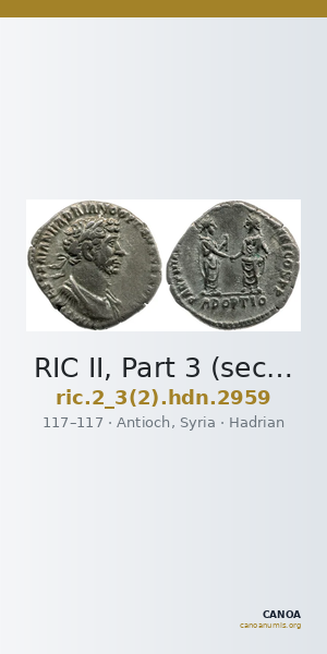 RIC II, Part 3 (second edition) Hadrian 2959 — CANOA