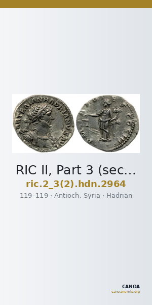 RIC II, Part 3 (second edition) Hadrian 2964 — CANOA