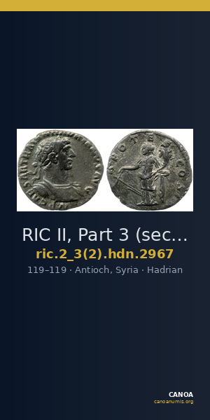 RIC II, Part 3 (second edition) Hadrian 2967 — CANOA