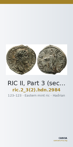 RIC II, Part 3 (second edition) Hadrian 2984 — CANOA