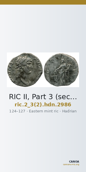 RIC II, Part 3 (second edition) Hadrian 2986 — CANOA