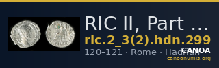 RIC II, Part 3 (second edition) Hadrian 299 — CANOA