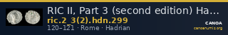 RIC II, Part 3 (second edition) Hadrian 299 — CANOA