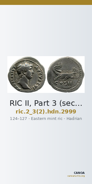 RIC II, Part 3 (second edition) Hadrian 2999 — CANOA