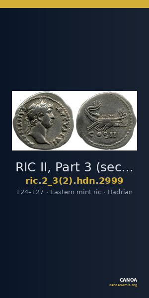 RIC II, Part 3 (second edition) Hadrian 2999 — CANOA