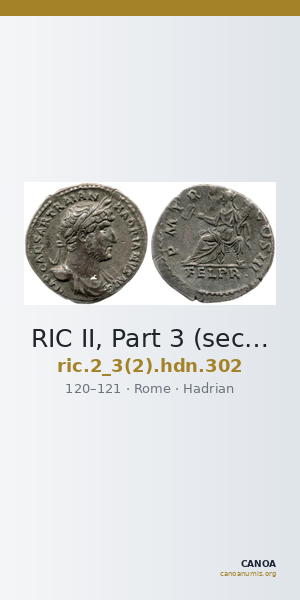 RIC II, Part 3 (second edition) Hadrian 302 — CANOA