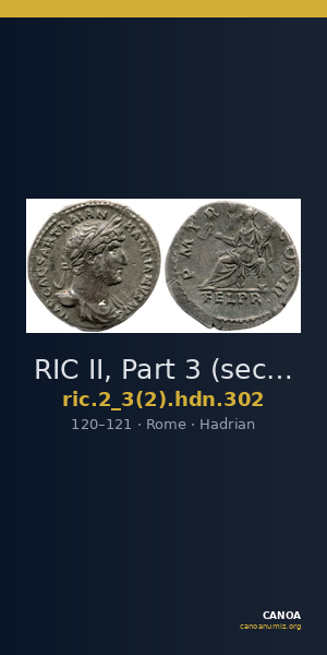 RIC II, Part 3 (second edition) Hadrian 302 — CANOA
