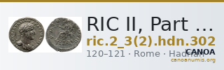 RIC II, Part 3 (second edition) Hadrian 302 — CANOA
