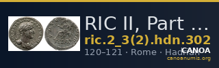 RIC II, Part 3 (second edition) Hadrian 302 — CANOA