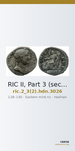 RIC II, Part 3 (second edition) Hadrian 3026 — CANOA