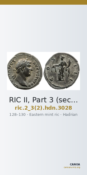 RIC II, Part 3 (second edition) Hadrian 3028 — CANOA