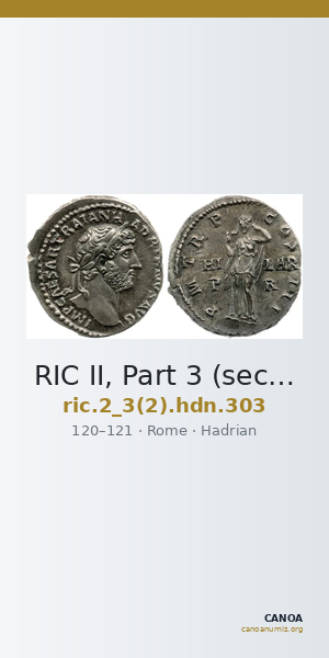 RIC II, Part 3 (second edition) Hadrian 303 — CANOA