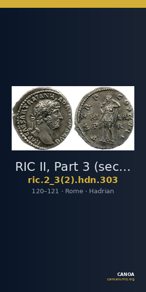 RIC II, Part 3 (second edition) Hadrian 303 — CANOA
