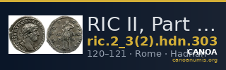 RIC II, Part 3 (second edition) Hadrian 303 — CANOA