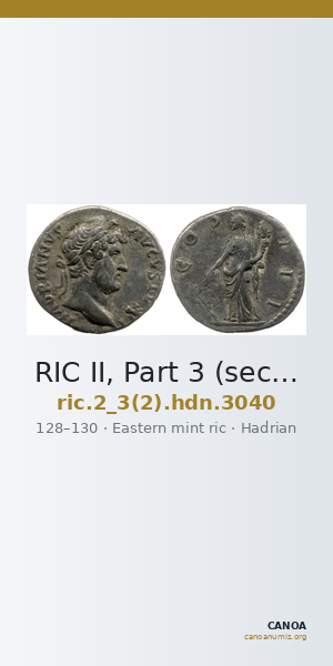RIC II, Part 3 (second edition) Hadrian 3040 — CANOA