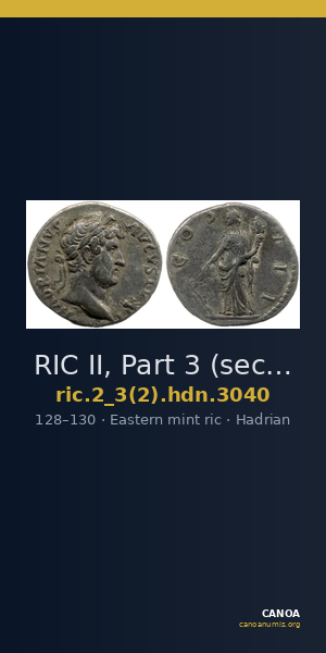 RIC II, Part 3 (second edition) Hadrian 3040 — CANOA