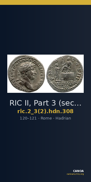 RIC II, Part 3 (second edition) Hadrian 308 — CANOA