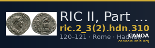 RIC II, Part 3 (second edition) Hadrian 310 — CANOA