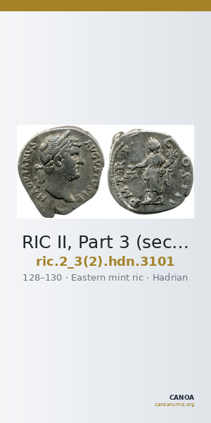 RIC II, Part 3 (second edition) Hadrian 3101 — CANOA