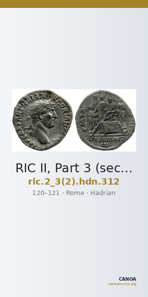RIC II, Part 3 (second edition) Hadrian 312 — CANOA