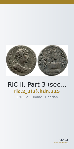 RIC II, Part 3 (second edition) Hadrian 315 — CANOA