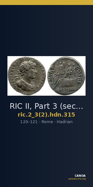 RIC II, Part 3 (second edition) Hadrian 315 — CANOA