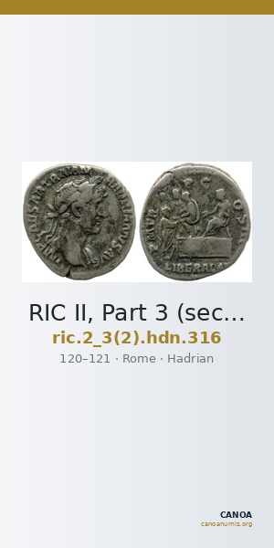 RIC II, Part 3 (second edition) Hadrian 316 — CANOA