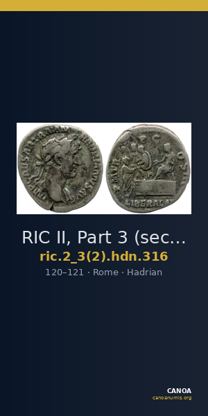 RIC II, Part 3 (second edition) Hadrian 316 — CANOA