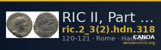 RIC II, Part 3 (second edition) Hadrian 318 — CANOA