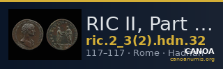 RIC II, Part 3 (second edition) Hadrian 32 — CANOA